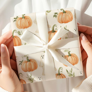 Papel De Regalo Fantasma de calabaza de Halloween