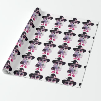 Papel De Regalo Fantasma de la pequeña dama de Halloween con café