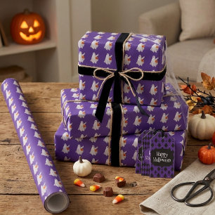Papel De Regalo Fantasma de Truco o Trato con Cubeta de Caramelos