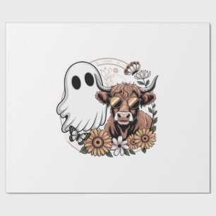 Papel De Regalo Fantasma de vaca de las Tierras Altas de Otoño Flo