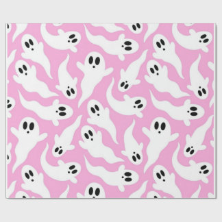 Papel de regalo fantasma espeluznante rosa lindo