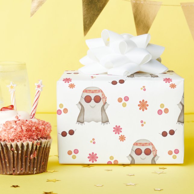 Papel De Regalo Fantasma floral Retro Halloween Cute Niños (Fiesta de cumpleaños )