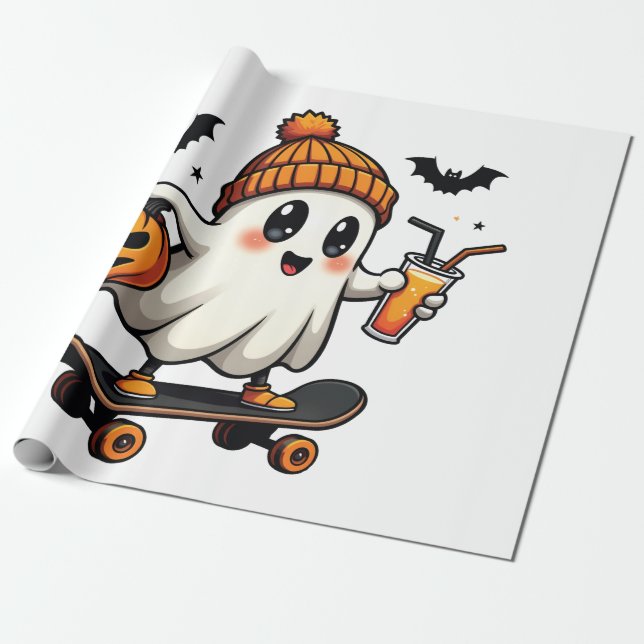 Papel De Regalo Fantasma Halloween Skopkin Spice Fall (Desenrollado)