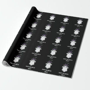 Papel De Regalo Fantasma Lindo Con Sombrero De Bruja Feliz Hallowe