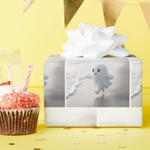 Papel De Regalo Fantasma Lindo Corriendo en una Playa