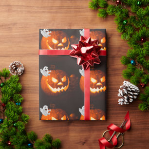 Papel De Regalo Fantasma Lindo y Espeluznante de Halloween