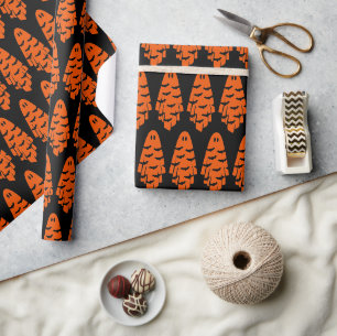Papel De Regalo Fantasma negro y naranja
