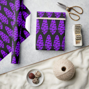 Papel De Regalo Fantasma negro y púrpura