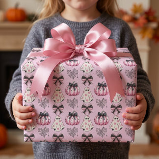 Papel De Regalo Fantasma rosa de Halloween