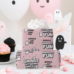 Papel De Regalo Fantasma rosa lindo Halloween Cumpleaños Rosa