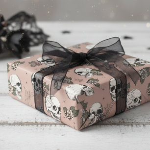Papel De Regalo Fantasma Rosa Vintage Floral Pequeña Halloween