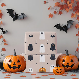 Papel De Regalo Fantasma rosa y calabaza minimalista Pastel Hallow