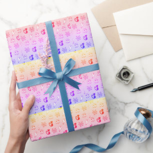 Papel De Regalo Fantasma, telarañas y el arcoiris de gatos negros
