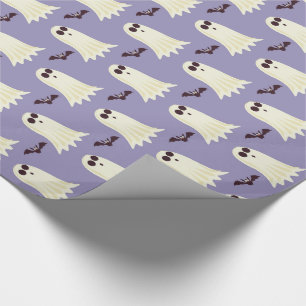 Papel De Regalo Fantasma y Bats Lilac Halloween