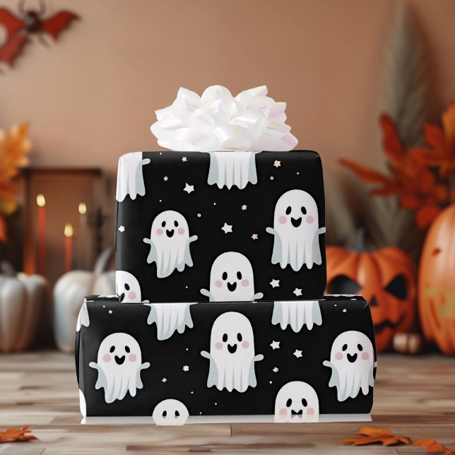 Papel De Regalo Fantasma y calabaza rosa de Halloween (Subido por el creador)