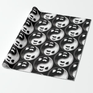 Papel De Regalo Fantasma Yin Yang Negro y Blanco