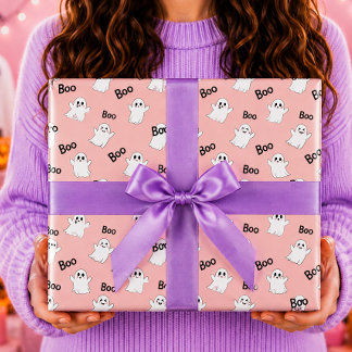 Papel De Regalo Fantasmagórico Patrón de Halloween Rosa