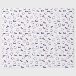 Papel De Regalo Fantasmagórico púrpura blanco Halloween