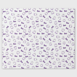 Papel De Regalo Fantasmagórico púrpura blanco Halloween