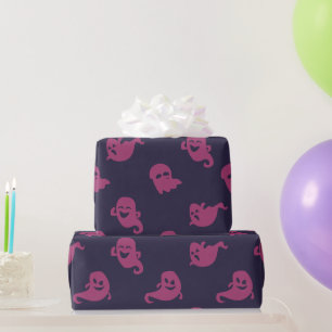 Papel De Regalo Fantasmagóricos de color rosa oscuro sobre fondo p