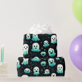 Papel De Regalo Fantasmagóricos duendes adorables modernos negros 