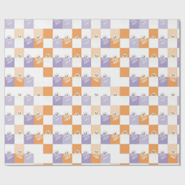Papel De Regalo Fantasmagóricos Morados Naranjas a Cuadros