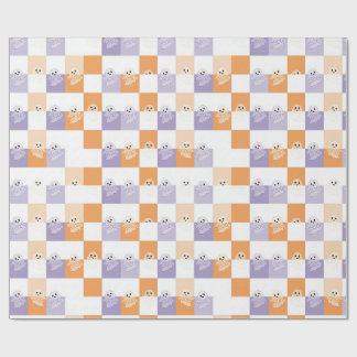 Papel De Regalo Fantasmagóricos Morados Naranjas a Cuadros