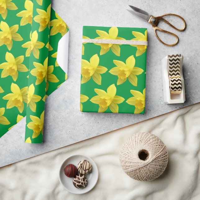 Papel De Regalo Fantasmas amarillos en la floral verde (Artesanía)
