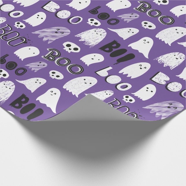 Papel De Regalo Fantasmas, cráneos y boo cucharados (Esquina)