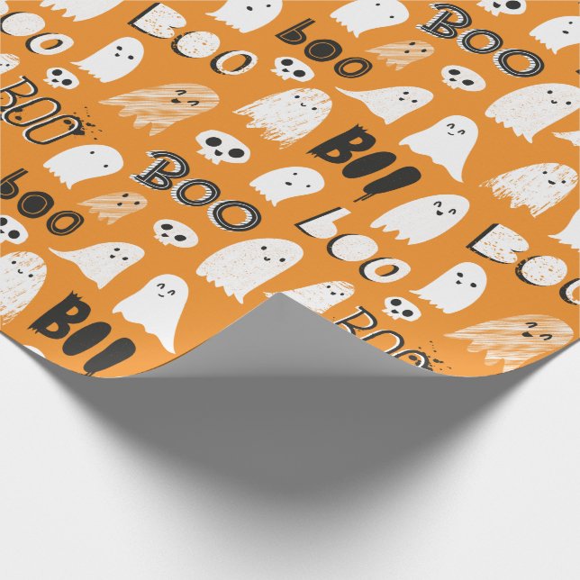 Papel De Regalo Fantasmas, cráneos y boo cucharados (Esquina)