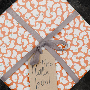 Papel De Regalo Fantasmas De Bebé Con Naranja Pacificador Baby Sho