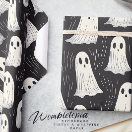 Papel De Regalo Fantasmas de época espeluznantes, Halloween blanco
