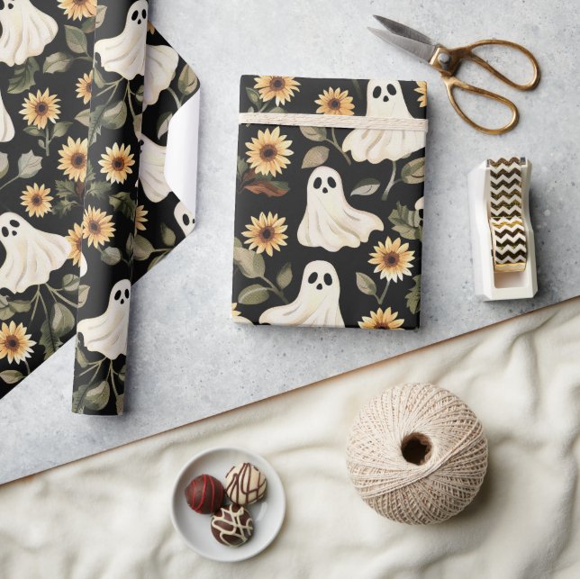 Papel De Regalo Fantasmas de Gótico de verano y girasoles tembloro (Artesanía)