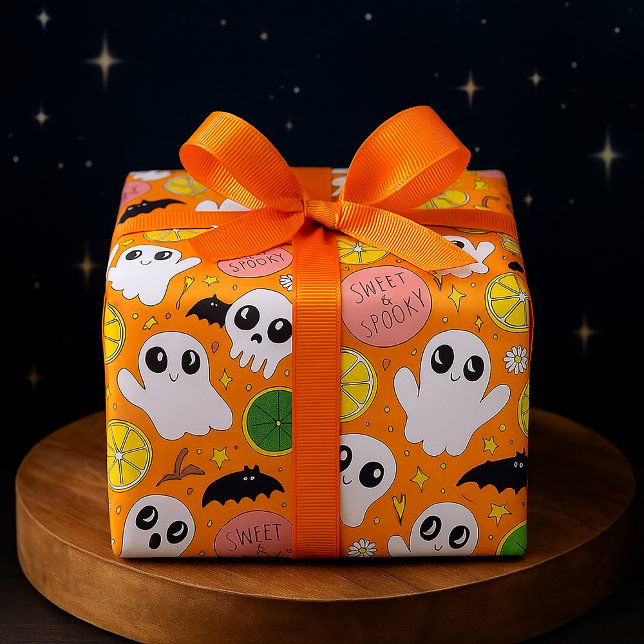 Papel De Regalo Fantasmas de Halloween dulces y espeluznantes, crá (Subido por el creador)