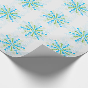 Papel De Regalo Fantasmas de nieve verde y azul turquesa