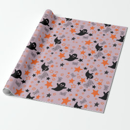 Papel De Regalo Fantasmas, estrellas y boo sin inconveniente envue