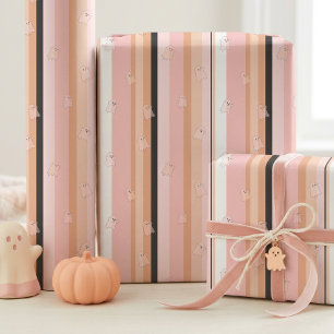 Papel De Regalo Fantasmas Fantasmales Patrón de Raya Pastel ID1330