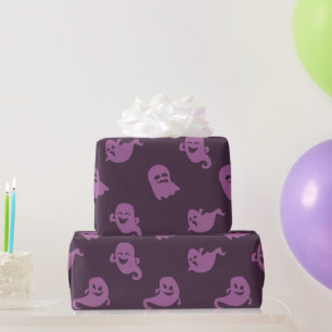 Papel De Regalo Fantasmas morados claros Halloween morado oscuro