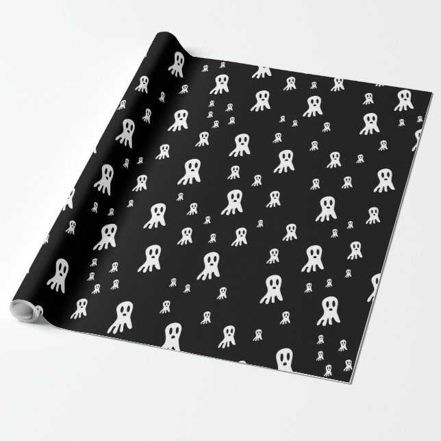 Papel De Regalo Fantasmas oscuros de Halloween (Desenrollado)