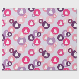 Papel De Regalo Fantasmas Rosa Circulo Purpura Halloween