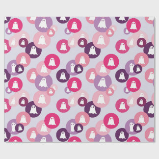 Papel De Regalo Fantasmas Rosa Circulo Purpura Halloween