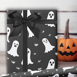 Papel De Regalo Fantasmas Simplemente Encantados Halloween Blanco 