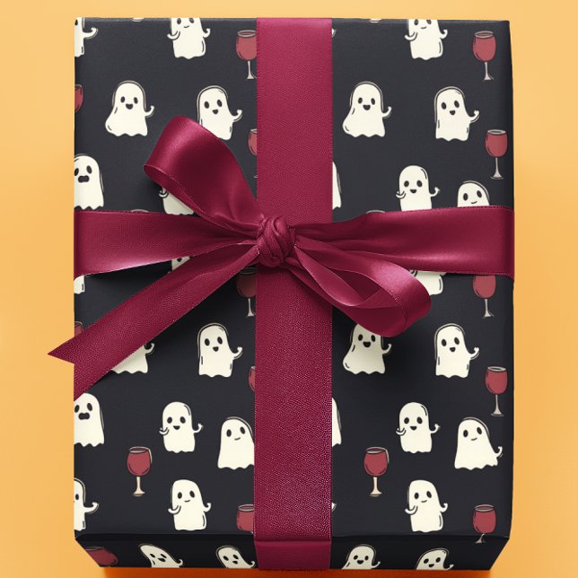 Papel De Regalo Fantasmas y copas de vino de Halloween (Subido por el creador)