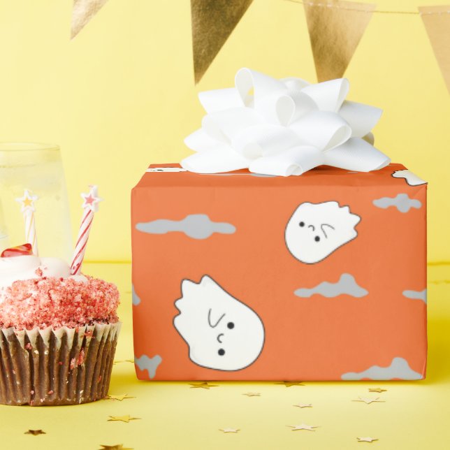 Papel De Regalo Fantasmas y nubes espeluznantes envolver regalos d (Fiesta de cumpleaños )