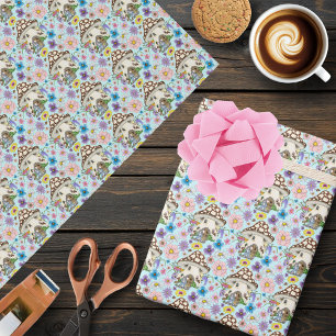 Papel De Regalo Fantástico Ratón de Fantasía Casa de Hongos Floral