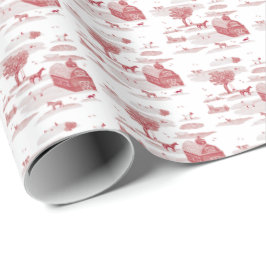 Papel De Regalo Farm Animal Toile (Red)