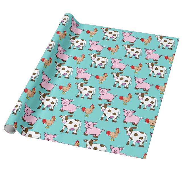Papel De Regalo Farm Animals (Desenrollado)
