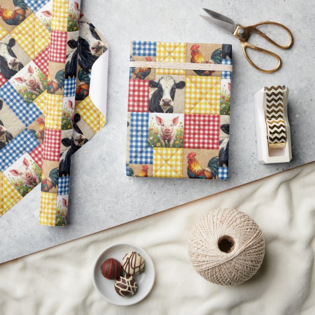 Papel De Regalo Farm Animals Quilt Pattern (Artesanía)