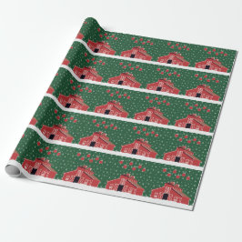 Papel De Regalo Farm Ranch Western Red Barn Holiday