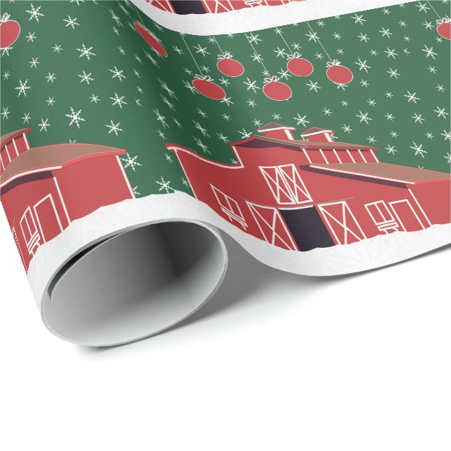 Papel De Regalo Farm Ranch Western Red Barn Holiday (Esquina del rollo)